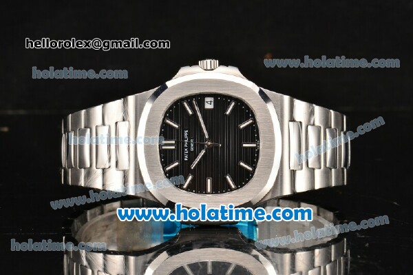 Patek Philippe Nautilus Miyota 9015 Automatic Full Steel with Black Dial and White Stick Markers - Click Image to Close